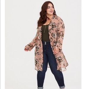 Torrid Floral tie waist chiffon kimono